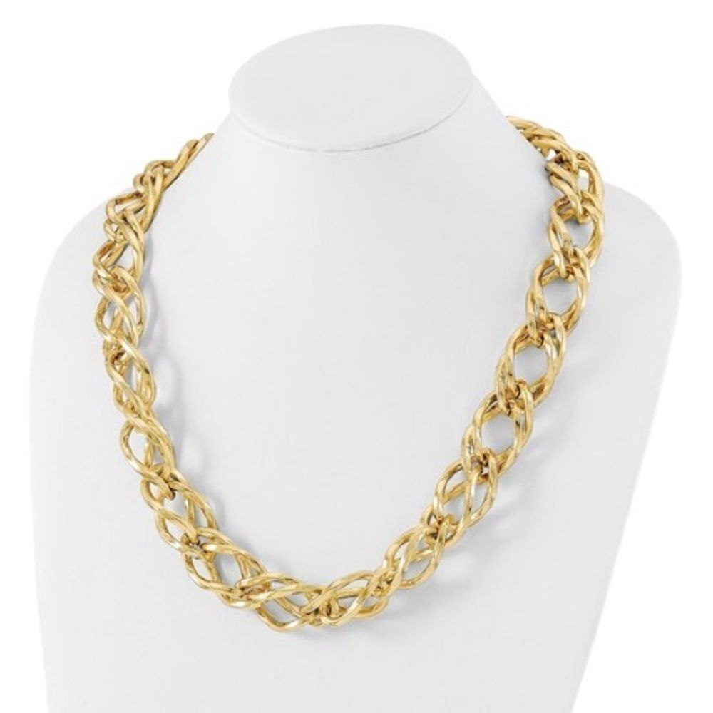 New Authentic Diego Massimo Gold Chunky Link Necklace, Made in Italy